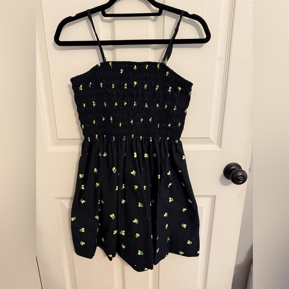 A New Day Lemon Print Black Dress